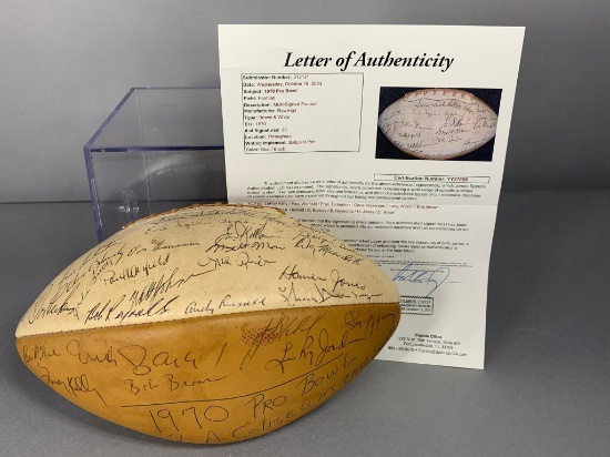 1970 Pro Bowl Multi signed football w/ Kelly, Warfield, Tarkenton, A. Russell, full letter JSA
