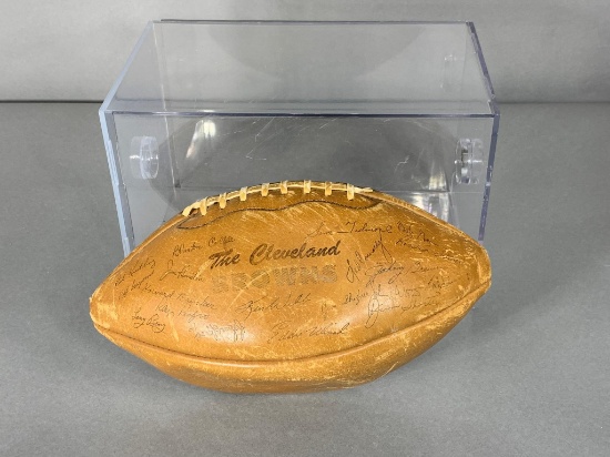 Cleveland Browns 1964 vintage championship football w/ entire team in facsimile signatures