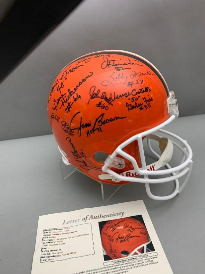 Cleveland Browns Legends signed full-size helmet: Jim Brown plus ,others, full letter JSA