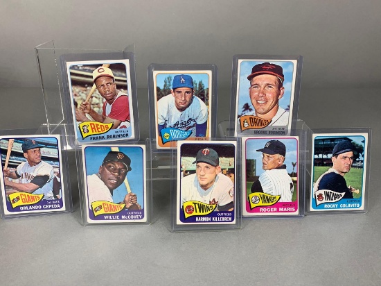 1965 Topps baseball cards: Koufax, Maris, McCovey, F.& B. Robinsons, Killebrew, Cepeda, Colavido