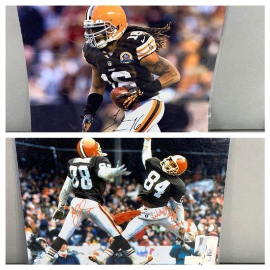 Cleveland Browns Webster Slaughter, Reggie Langhorne (dual signed)& Josh Cribb 16x20s, JSA