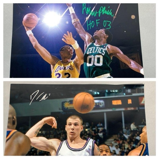 Jason Williams, Robert Parish, Damon Stoudamire: color, signed 16x20, JSA/PSA