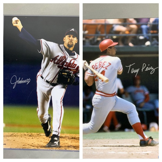 Tony Perez & John Smoltz signed color 16x20s, both are Beckett