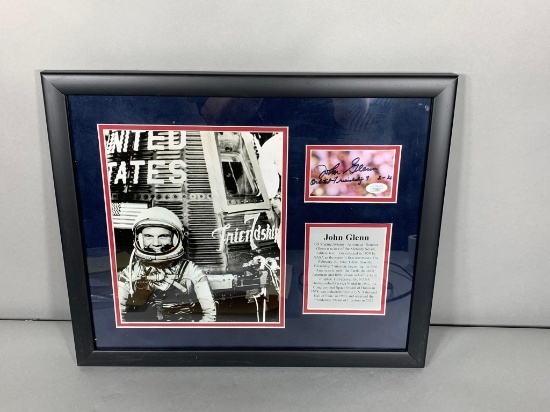 John Glenn matted & framed 8x10 JSA, w/ inscription