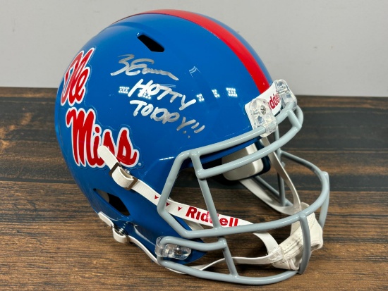 Zach Evans "Ole Miss" full-size helmet w/ inscription, JSA