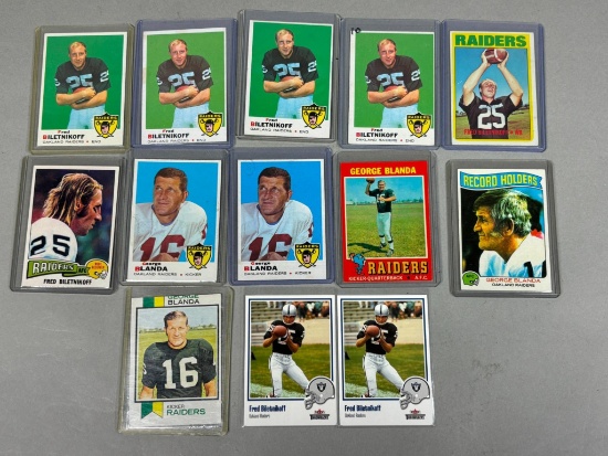 Group of Vintage Fred Biletnikoff and George Blanda Football Cards