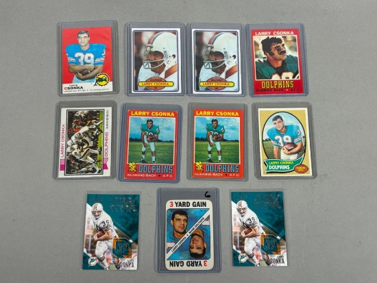 Group of Vintage Larry Csonka Football Cards Including 1969 Rookie