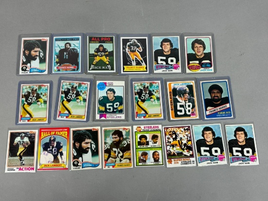 Group of Vintage Jack Ham, Franco Harris and Jack Lambert Football Cards