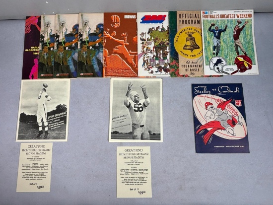 9 Vintage Game Programs NFL, Ohio State, Globetrotters and 2 Browns Photos Sohio Reproductions