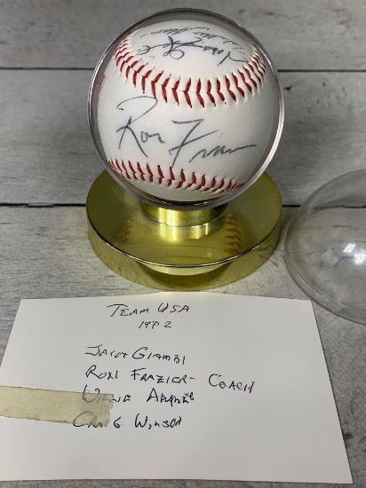 1992 Team USA Autographed Baseball with Display Stand