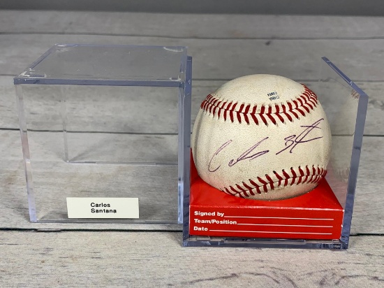 Carlos Santana Autographed Baseball