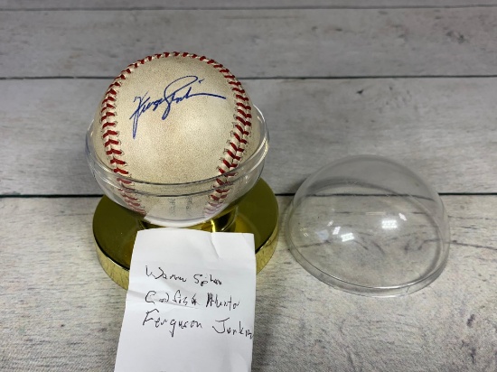 Warren Spahn, Catfish Hunter, and Ferguson Jenkins Autographed Baseball
