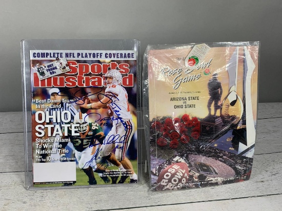 Ohio State Jim Tressel and Others Autographed Sports Illustrated Magazine and 1997 Rose Bowl Program