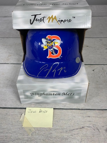 Jose Reyes Autographed Binghamton Mets Minor League Baseball Mini Helmet