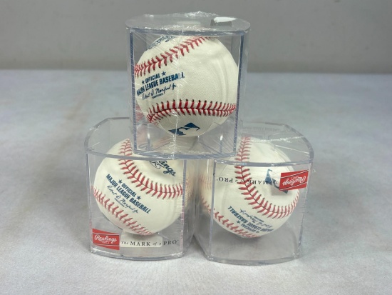 Three Unused and Sealed Official Major League Baseballs