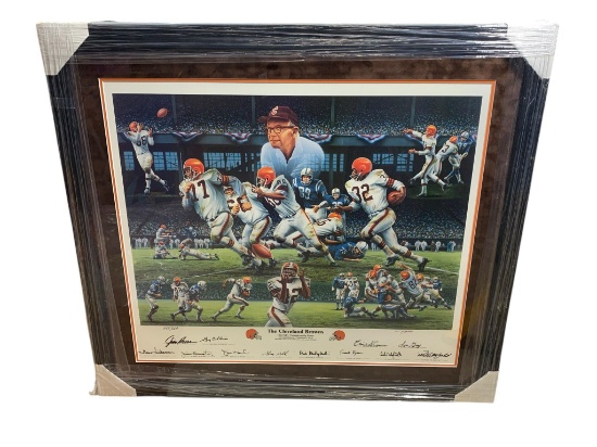 Cleveland Browns 1964 Championship matted, framed & signed by 12 Browns, certed
