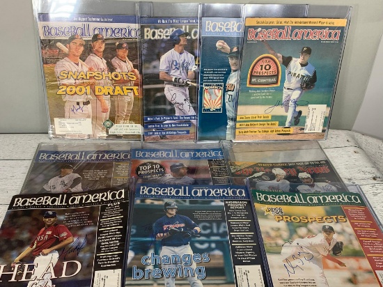 Ten Baseball America Magazine with Autographs