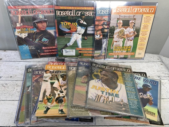 Nineteen Baseball America Magazines with Autographs