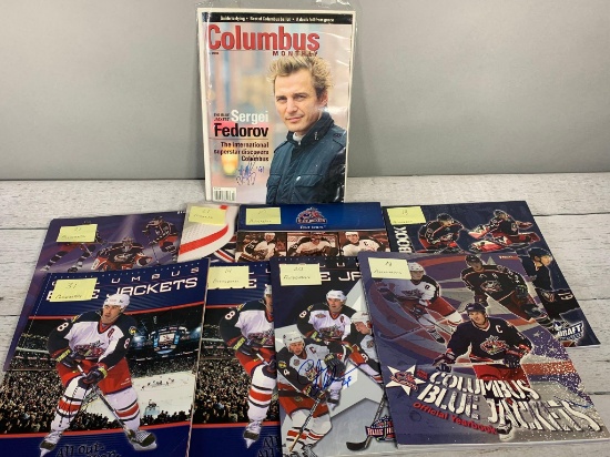 Columbus Blue Jackets Yearbooks and Columbus Magazine with Many Team Members Autographs