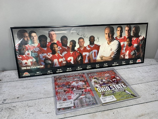 2000 Autographed Ohio State University Buckeyes Poster and Two Sports Illustrated with Autographs
