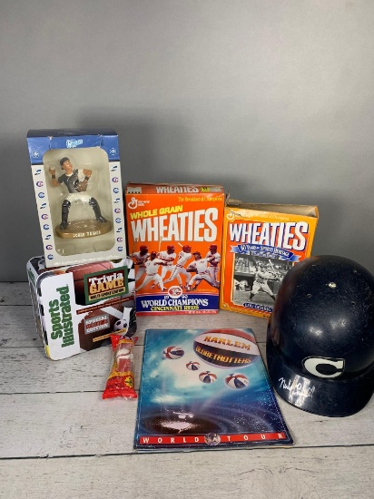 Columbus Clippers Autographed Helmet, Harlem Globetrotters Items, Sports Illustrated Trivia & More