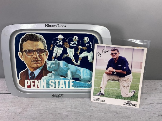 1977 Penn State University Football Coca-Cola Tray and Joe Paterno Autographed Photo