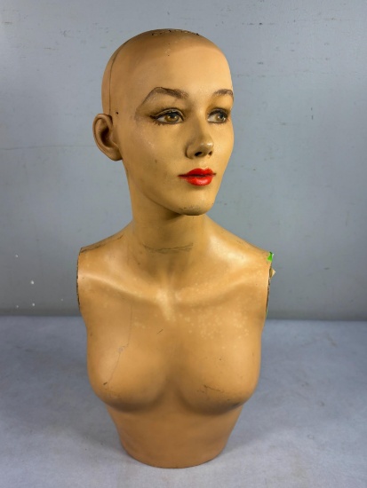 Vintage 50s Woman Mannequin Head/Torso Hand Painted