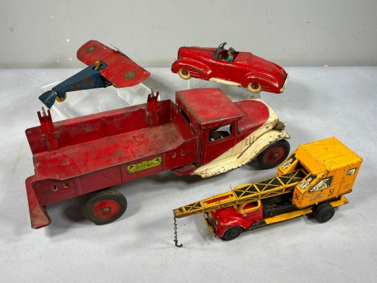 Vintage Pressed Steel Toy Trucks, Car and Airplane: Buddy-L, Walt-Rach by Courtland, Girard and More