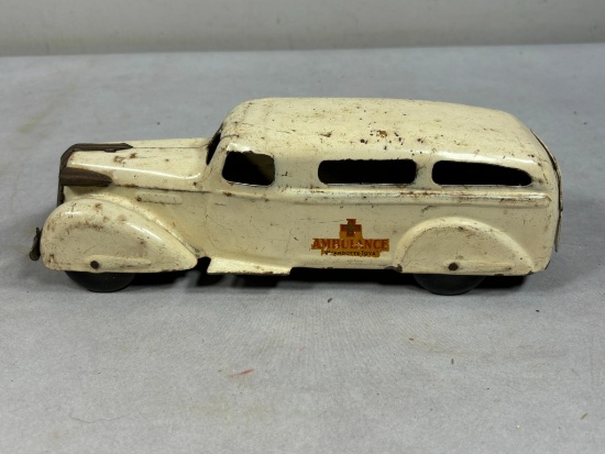 Vintage Pressed Steel Ambulance Toy Car by Wyandotte Toys