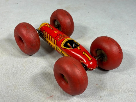 Vintage Bouncing Betty, The Safety Car by Marx Tin Lithograph Toy Car