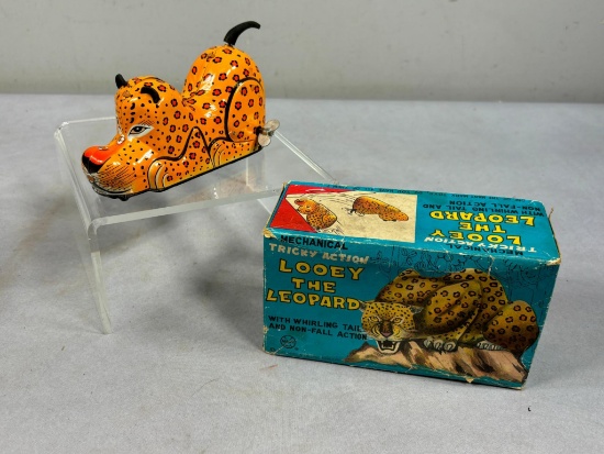 Vintage Looey the Leopard Marx Tin Lithograph Toy With Original Box