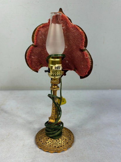 Art Deco Brass Mantle Luster Lamp