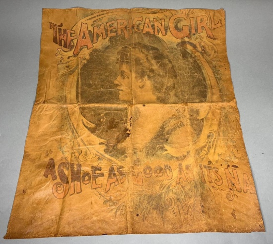 Rare circa 1910 American Girl Shoe Advertisement on Leather