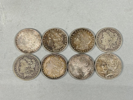 Group Lot of 8 Morgan Dollar Silver Coins