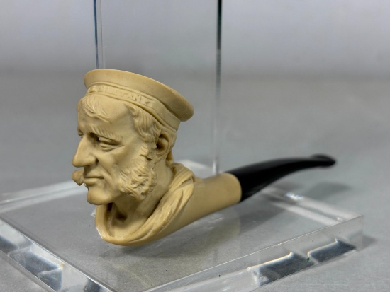 Antique Carved Meerschaum Pipe British Navy HMS Sultan