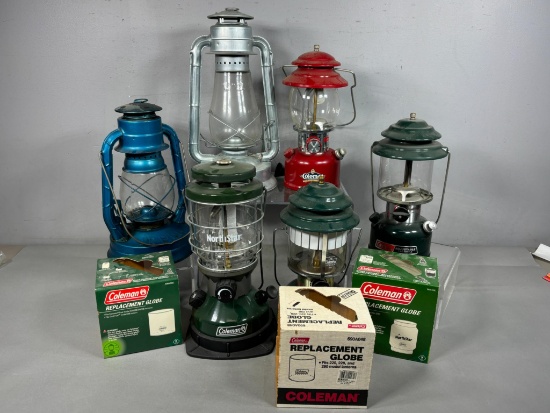 Group Lot of Nicer Vintage Lanterns Inc. Coleman Plus Accessories