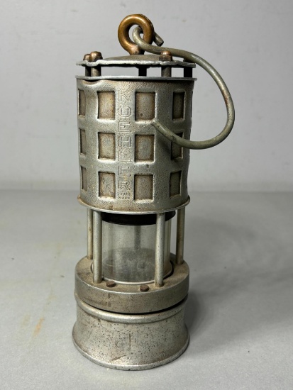 Antique Metal Miner's Lamp by Koehler