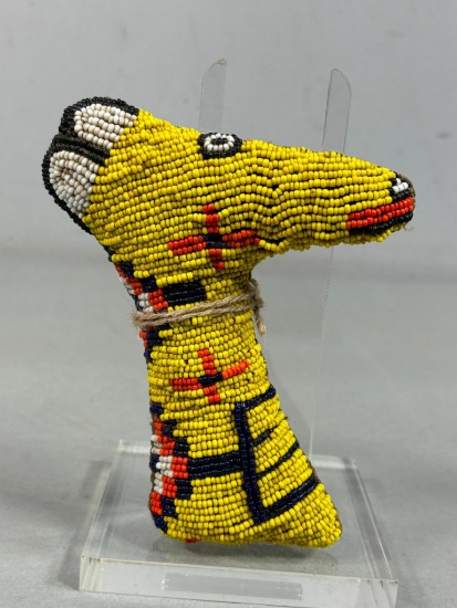 Vintage Native American Beaded Crib Amulet - Deer