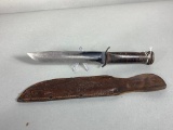 Vintage Western Bowie or Fighting Knife in Sheath USN