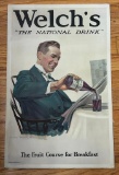 Circa 1920 Advertising Store Counter - Window Broadside - Welch's Grape Juice