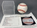 Hank Aaron single signed MLB baseball, full letter JSA