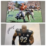 James Harrison, Willis McGahee color signed 16x20s, both JSA