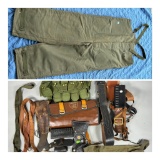 Group Lot of Holsters, Belts, Pouches, Military USN Pants