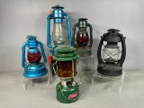 Group Lot of Nicer Vintage Lanterns Including Coleman, Red globe