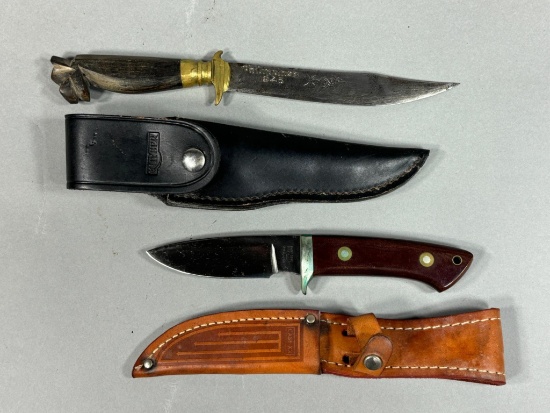 2 Vintage Knives Including WWII Philippines 1945 & Sheath Knive