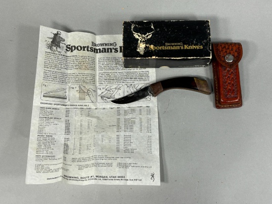 Vintage Browning Sportsman Knife in Sheath With Box