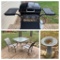 Gas Grill, Composite Bird Bath and Patio Table with Two Chairs
