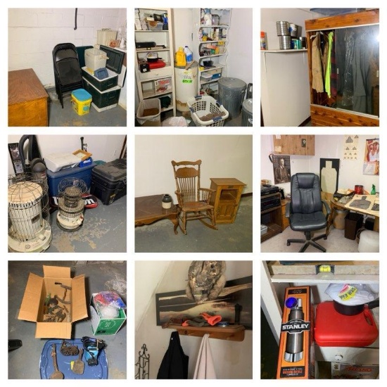 Basement Area Contents Lot - Hunting Wardrobe, White Clad Side Stand,