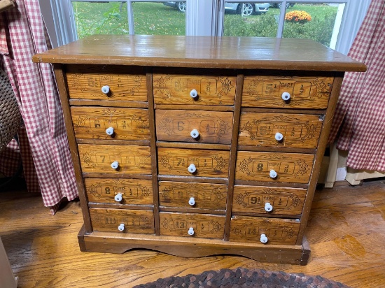 Unusual Antique Multi Drawer Bolt Hardware Cabinet