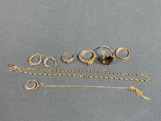 Group Lot of 14k gold and 10k gold jewelry Rings Chains Earrings